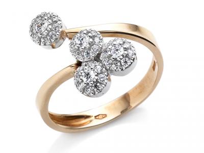 Anello Contrarié Oro Bicolor e Zirconi 
